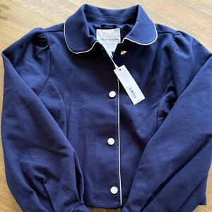 Janie and Jack Navy Jacket with Cream Piping